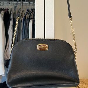 Michael Kors Black Crossbody Bag with Gold Accents